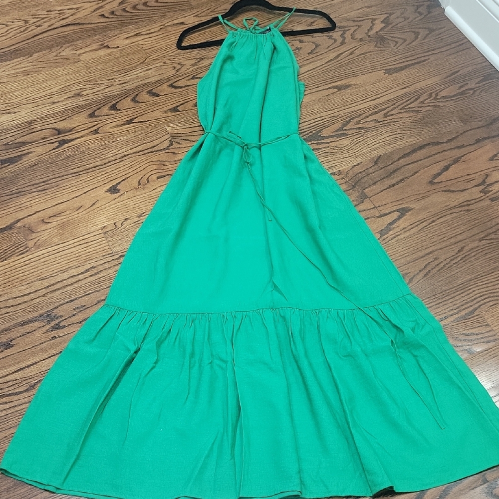 Banana Republic Green Tiered Ruffled Maxi Dress